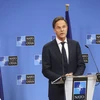 Tổng thư ký NATO Mark Rutte phát biểu trong cuộc họp báo ở Brussels, Bỉ. (Ảnh: Kyodo/TTXVN)