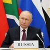 Tổng thống Nga Vladimir Putin dự Hội nghị thượng đỉnh bất thường trực tuyến của nhóm BRICS tại Moskva, ngày 21/11/2023. (Ảnh: AFP/TTXVN)