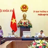 Phó Chủ tịch Quốc hội Nguyễn Thị Thanh điều hành phiên họp. (Ảnh: Doãn Tấn/TTXVN)