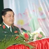 Trung tướng Đỗ Văn Bảnh, Chính ủy Học viện Quốc phòng Việt Nam, phát biểu tại buổi lễ. (Ảnh: Xuân Tú/TTXVN)