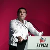 Thủ tướng Hy Lạp Alexis Tsipras tại một cuộc họp của đảng Syriza ở thủ đô Athens ngày 30/7. (Nguồn: AFP/TTXVN) 