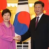 Chủ tịch Trung Quốc Tập Cận Bình với Tổng thống Hàn Quốc Park Geun-hye (trái). (Nguồn: AFP/TTXVN)