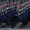 Hải quân Nga tham gia lễ duyệt binh kỷ niệm 70 năm Ngày Chiến thắng ở thủ đô Moskva ngày 9/5. (Nguồn: THX/TTXVN) 