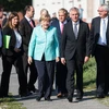 Thủ tướng Đức Angela Merkel đã tới thăm một trại tị nạn ở thủ đô Berlin. (Nguồn: AFP/TTXVN)