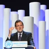 Thủ tướng Tây Ban Nha Mariano Rajoy phát biểu về vấn đề bầu cử hội đồng lập pháp vùng Catalonia tại Barcelona ngày 25/9. (Nguồn: AFP/TTXVN) 