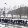 Người tị nạn tại khu vực viên giới Slovenia-Áo ngày 5/1. (Nguồn: AFP/TTXVN) 