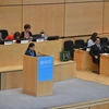 Bộ trưởng Bộ Y tế Việt Nam Nguyễn Thị Kim Tiến phát biểu tại phiên họp toàn thể Đại hội đồng WHO. (Ảnh: Hoàng Hoa/TTXVN) 