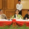 Bà Aung San Suu Kyi trong một cuộc họp ở thủ đô Nay Pyi Taw, Myanmar ngày 27/5. (Nguồn: THX/TTXVN)