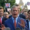 Lãnh đạo Đảng Độc lập Liên hiệp Anh (UKIP) Nigel Farage phát biểu trong cuộc họp báo sau kết quả cuộc trưng cầu ý dân ở London. (Nguồn: AFP/TTXVN) 