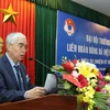 Chủ tịch Liên đoàn bóng đá Việt Nam Lê Hùng Dũng phát biểu khai mạc đại hội. (Ảnh: Quốc Khánh/TTXVN)
