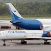 Máy bay Tu-154 thuộc Hãng hàng không Pulkovo của Nga ở sân bay Pulkovo, Saint Petersburg. (Nguồn: AFP/TTXVN)