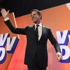 Thủ tướng Mark Rutte vui mừng sau khi kết quả bầu cử Quốc hội được công bố tại The Hague ngày 15/3. (Nguồn: AFP/TTXVN) 