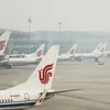 Máy bay của Hãng hàng không Air China tại Sân bay Quốc tế Bắc Kinh ngày 6/4. (Nguồn: AFP/TTXVN) 