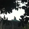 Thanh niên nghi ngáo đá cố thủ trên nóc nhà 4 tầng 10 giờ đồng hồ. (Ảnh: Sơn Bách/Vietnam+)