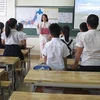 Khai giảng lớp học tiếng Nhật tại trường tiểu học Chu Văn An. (Ảnh: Tiến Đạt/Vietnam+)