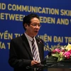 Thứ trưởng Bộ Thông tin và Truyền thông Hoàng Vĩnh Bảo phát biểu trong buổi khai mạc. (Ảnh: Tiến Đạt/Vietnam+)