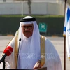 Ngoại trưởng Bahrain Abdullatif al-Zayani phát biểu tại sân bay quốc tế Bahrain (Ảnh: AFP/TTXVN)