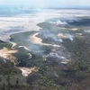Khói bốc lên từ đám cháy rừng trên đảo Fraser thuộc bang Queensland, Australia (Nguồn: AFP/TTXVN)