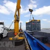 Bốc xếp hàng hóa tại cảng Tân Cảng-Thốt Nốt. (Ảnh: TTXVN) 