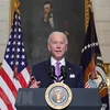 Tổng thống Mỹ Joe Biden phát biểu tại Nhà Trắng, Washington, DC (Ảnh: AFP/TTXVN)