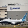 Máy bay Boeing 737 MAX thực hiện chuyến bay kiểm tra tại nhà máy của Boeing ở Seattle, Washington, Mỹ. (Ảnh: AFP/TTXVN) 