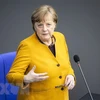 Thủ tướng Đức Angela Merkel phát biểu tại phiên họp Quốc hội ở Berlin. (Ảnh: THX/TTXVN) 