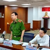 Thiếu tướng Đinh Thanh Nhàn, Phó Giám đốc Công an Thành phố Hồ Chí Minh thông tin tại buổi họp báo. (Ảnh: Thành Chung - TTXVN)