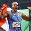 Vận động viên Lamont Marcell Jacobs của Italy giành huy chương vàng ở môn điền kinh chạy 100 mét nam với thành tích 9 giây 80 tại Thế vận hội Olympic Tokyo 2020 diễn ra ở Tokyo, ngày 1/8/2021. (Ảnh: Kyodo/TTXVN)