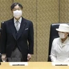 Nhật hoàng Naruhito (trái) và Hoàng hậu Masako dự một sự kiện ở thủ đô Tokyo. (Ảnh: Kyodo/TTXVN) 