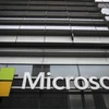 Biểu tượng Microsoft tại Trung tâm công nghệ Microsoft ở New York (Mỹ). (Ảnh: AFP/TTXVN) 