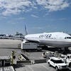 Máy bay của hãng hàng không United Airlines tại sân bay quốc tế Denver, Colorado (Mỹ). (Ảnh: AFP/TTXVN)
