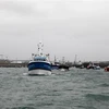 Các thuyền đánh cá Pháp trên vùng biển ngoài khơi đảo Jersey của Anh. (Ảnh: AFP/TTXVN) 