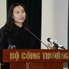Bà Nguyễn Cẩm Trang, Phó Cục trưởng Cục Xuất nhập khẩu - Bộ Công Thương tại buổi họp báo chiều 12/1. (Ảnh: Đức Duy/Vietnam+) 