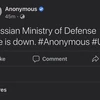 Nhóm tin tặc Anonymous tuyên bố đánh sập trang web Bộ Quốc phòng Nga. (Ảnh: FACEBOOK)