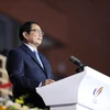 Thủ tướng Phạm Minh Chính phát biểu và tuyên bố bế mạc SEA Games 31. (Ảnh: TTXVN)