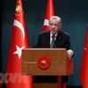 Tổng thống Thổ Nhĩ Kỳ Tayyip Erdogan phát biểu tại cuộc họp báo ở Ankara. (Ảnh: AFP/TTXVN)