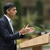 Tân Thủ tướng Anh Rishi Sunak phát biểu tại Số 10 phố Downing ở London ngày 25/10/2022. (Ảnh: AFP/ TTXVN)