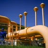 Đường ống dẫn khí tại trạm nén khí Bulgartransgaz ở Ihtiman, Bulgaria. (Ảnh: AFP/TTXVN)