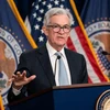 Chủ tịch Ngân hàng Dự trữ Liên bang Mỹ Jerome Powell trong cuộc họp báo công bố quyết định tăng lãi suất của FED, tại Washington DC., ngày 2/11/2022. (Ảnh: THX/TTXVN) 