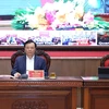 Bí thư Thành ủy Hà Nội Đinh Tiến Dũng chủ trì hội nghị. Ảnh: TTXVN 
