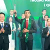 Anh Trần Mạnh Thịnh được vinh danh là doanh nhân trẻ khởi nghiệp xuất sắc 2023. (Ảnh: TTXVN phát)