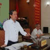 Bộ trưởng Bộ Giáo dục và Đào tạo Nguyễn Kim Sơn phát biểu tại buổi làm việc. (Ảnh: Chanh Đa/TTXVN)