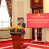Công sứ Ninh Thành Công phát biểu tại buổi gặp. (Ảnh: Mạnh Cường/TTXVN)
