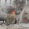 Vụ cháy tại Nhà ga xuất khẩu nhiên liệu Ust-Luga hôm 21.1(Nguồn: Reuters)