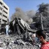 Cảnh đổ nát sau cuộc không kích của Israel xuống Gaza ngày 4/11/2023. (Ảnh: THX/TTXVN)