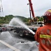 Hiện trường vụ sập một phần đường cao tốc ở tỉnh Quảng Đông, miền Nam Trung Quốc ngày 1/5/2024. (Ảnh: THX/TTXVN)