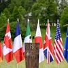  Cờ của các nước G7 và Liên minh châu Âu tại Hội nghị thượng đỉnh G7. (Ảnh: AFP/TTXVN)