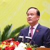 Chủ tịch Hội đồng Nhân dân thành phố Hà Nội Nguyễn Ngọc Tuấn phát biểu khai mạc. (Ảnh: Văn Điệp/TTXVN)
