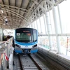 Tàu metro số 1 (Bến Thành-Suối Tiên) dừng ở ga Bình Thái. (Ảnh: Tiến Lực/TTXVN) 