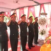 Lực lượng Bộ Chỉ huy Quân sự tỉnh Khánh Hòa tại lễ truy điệu và an táng các liệt sỹ. (Ảnh: Phan Sáu/TTXVN)